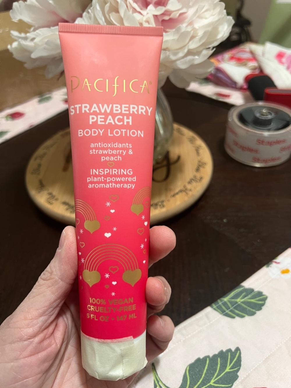 New Pacifica Strawberry Peach Body Lotion - Coral Pink Gradient